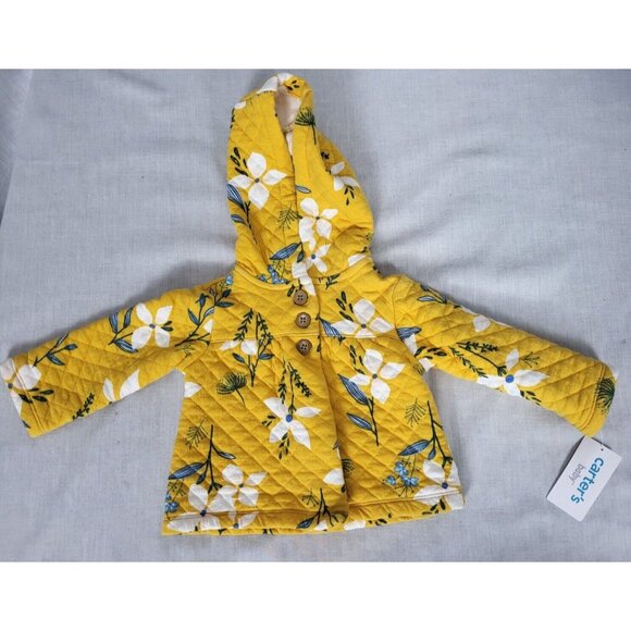 GAP Other - Carters Infant Girl Quilted Jacket Coat Yellow w/ flowers button Sz 12 mos Fall